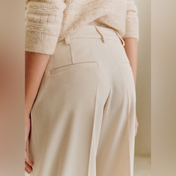 🪸 Sézane 🪸 Giacomo Trousers Ecru Size 2 - Picture 3 of 16